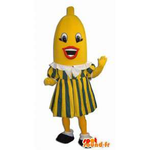 Mascote banana gigante vestida no vestido amarelo e verde - MASFR005517 - frutas Mascot