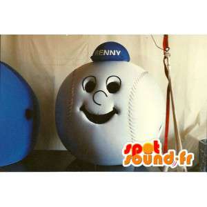 Basebollformat huvud med en blå keps - Spotsound maskot