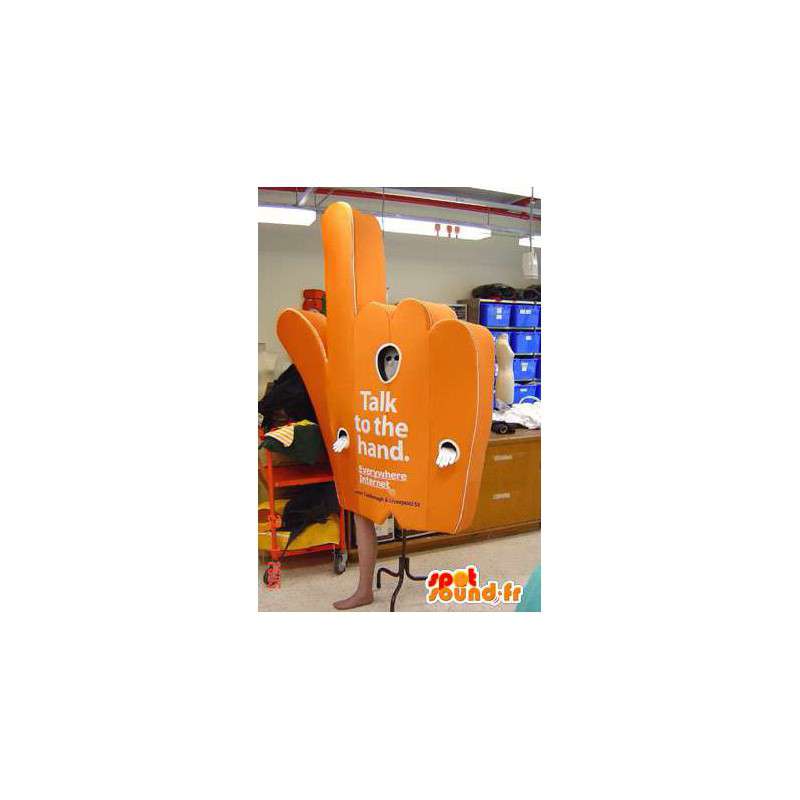 Mascotte en forme de main orange. Costume de supporter - MASFR005529 - Mascotte sportives