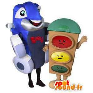 Mascot car and traffic lights. Pack of 2 - MASFR005561 - Mascots of objects