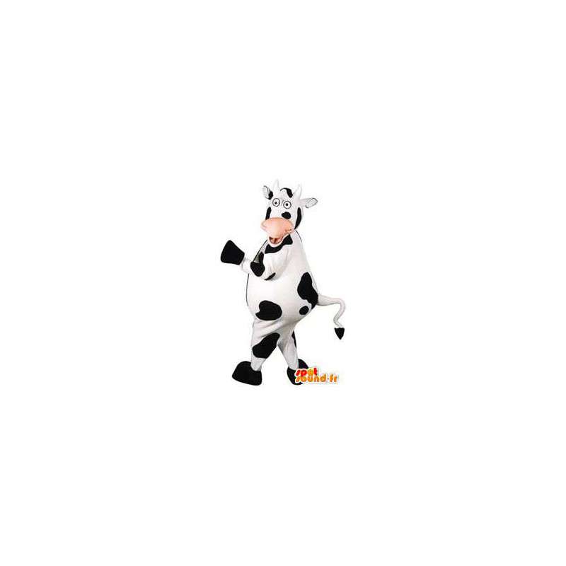 Mascotte de vache noire et blanche. Costume de vache - MASFR005583 - Mascottes Vache