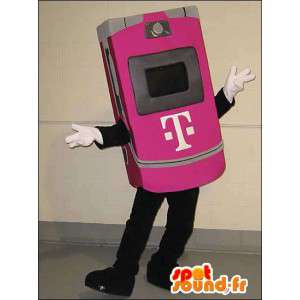 Pink mobiltelefon maskot. Mobildragt - Spotsound maskot