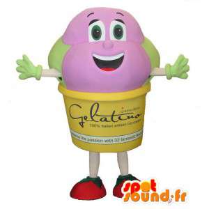 Mascot Eiskugeln rosa und grün. Kostüm Eis - MASFR005610 - Fast-Food-Maskottchen