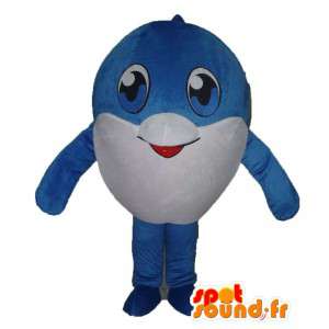 Mascotte de poisson bleu et blanc. Mascotte de baleine - MASFR005612 - Mascottes Poisson