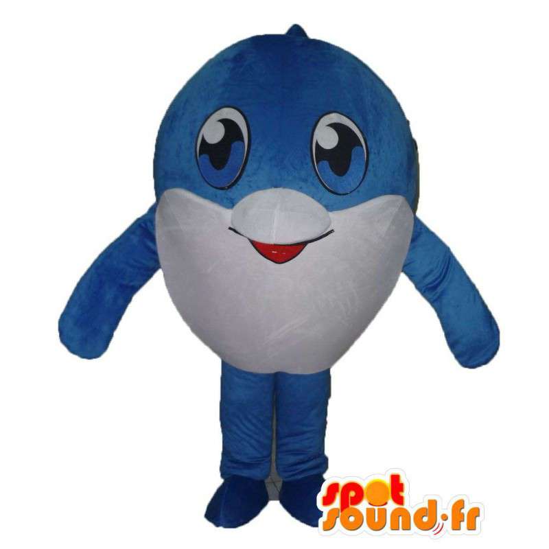 Sinivalkoinen kalan maskotti. Whale maskotti - MASFR005612 - kala Maskotteja