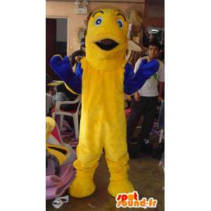 Mascot pesce giallo e blu. Pesce costume - MASFR005615 - Pesce mascotte