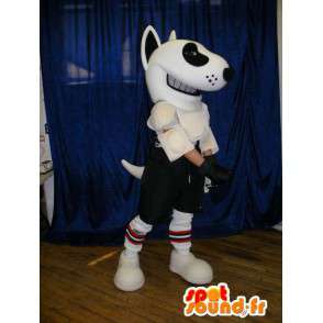 Mascotte de chien noir et blanc en tenue de sport - MASFR005621 - Mascottes de chien