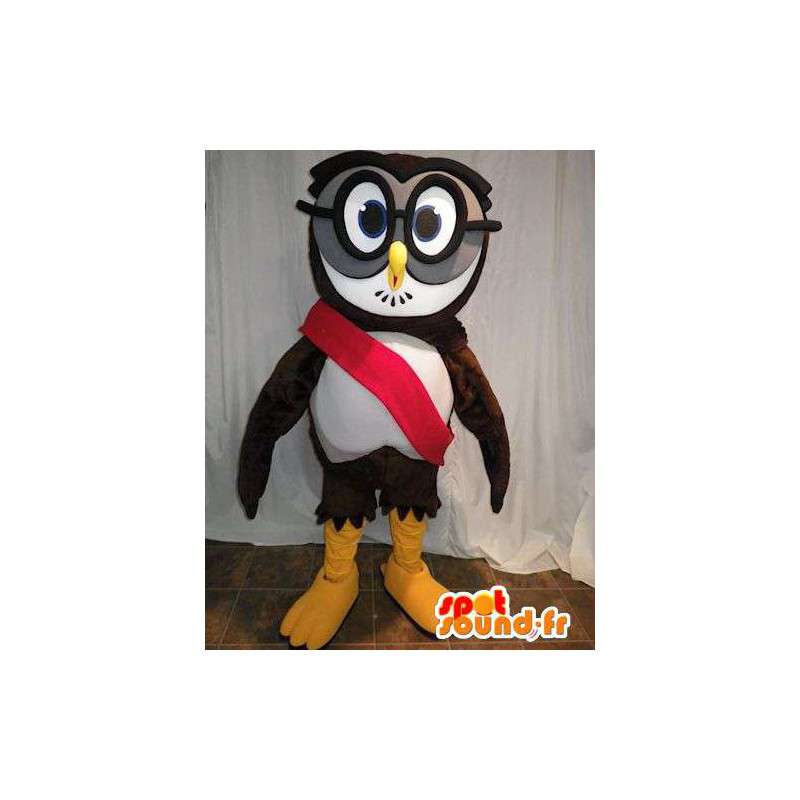 Gufo mascotte con gli occhiali. Owl costume - MASFR005629 - Mascotte degli uccelli