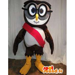 Gufo mascotte con gli occhiali. Owl costume - MASFR005629 - Mascotte degli uccelli