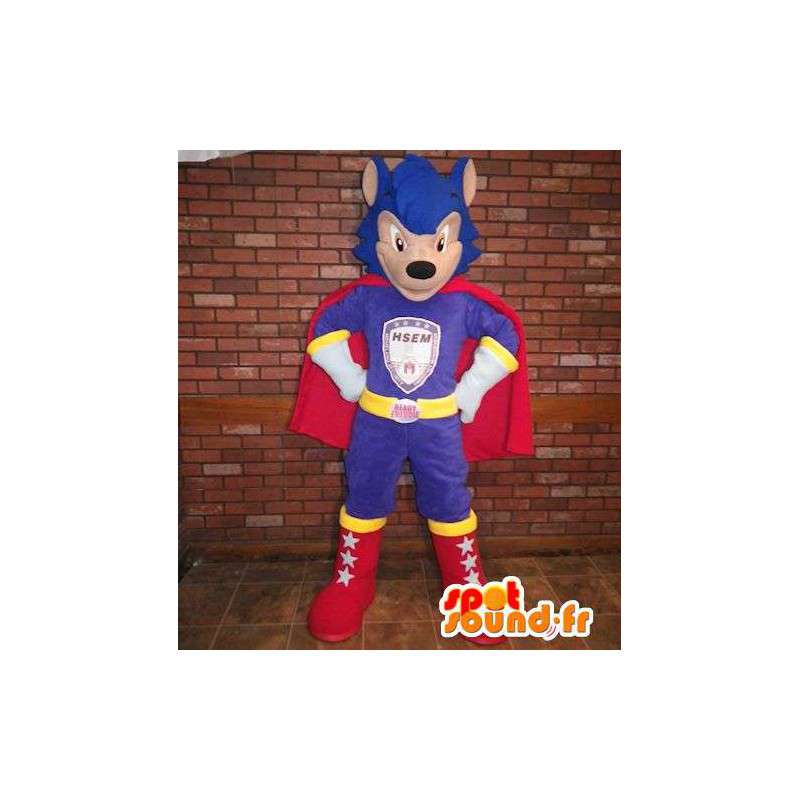 Mascote super-herói, lutador no equipamento colorido - MASFR005630 - super-herói mascote