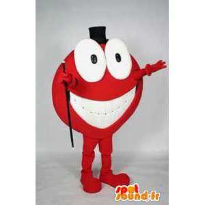 Röd snögubbe maskot med ett brett leende - Spotsound maskot