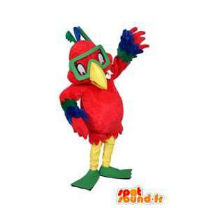 Barevný papoušek maskot s potápěčskou masku - MASFR005655 - Maskoti papoušci