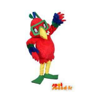 Fargerik papegøye maskot med en dykkermaske - MASFR005655 - Maskoter papegøyer