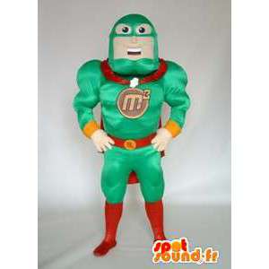 Mascotte de super héros en tenue verte. Costume de catcheur - MASFR005664 - Mascotte de super-héros