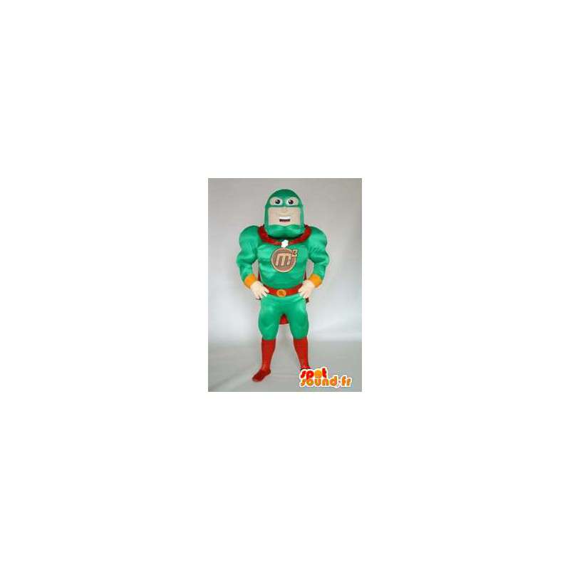 Superheltmaskot i grønt tøj. Wrestler kostume - Spotsound maskot
