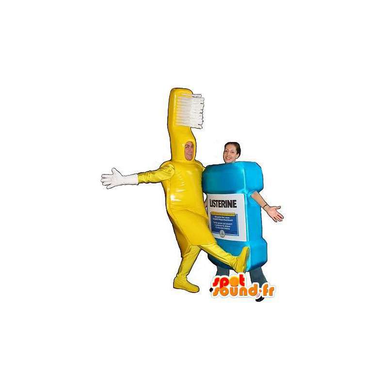 Companions toothbrush yellow and mouthwash. Pack of 2 - MASFR005676 - Mascots of objects