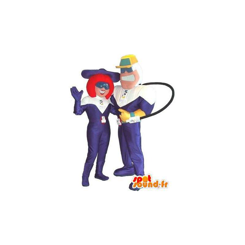 Mascottes de couple en combinaison violette et blanche - MASFR005677 - Mascottes non-classées