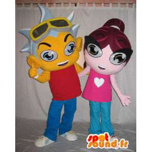 Mascots two college students, teenagers. Pack of 2 suits  - MASFR005681 - Mascots boys and girls