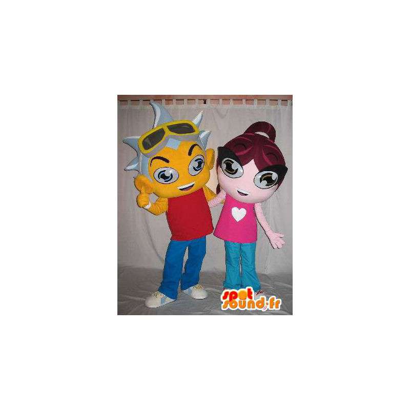 2学童、青年のマスコット。 2つの衣装のパック-MASFR005681-男の子と女の子のマスコット