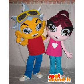 2 Mascottes studenten, tieners. Pak van 2 pakken - MASFR005681 - Mascottes Boys and Girls