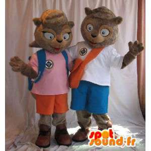 Mascotte de couple d'écureuils habillés. Pack de 2 - MASFR005689 - Mascottes Ecureuil