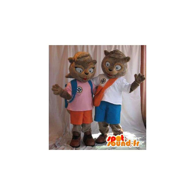 Maskottchen-Paar gekleidet Eichhörnchen. Packung mit 2 - MASFR005689 - Maskottchen Eichhörnchen
