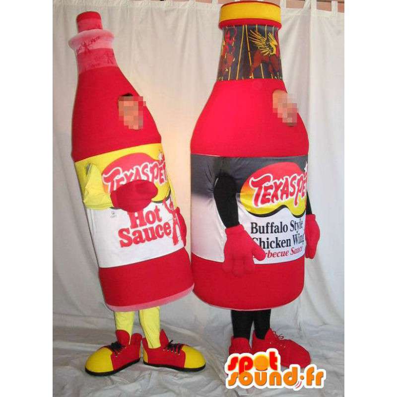 Bottiglie di vetro Mascotte di salsa piccante. Pacco di 2 - MASFR005690 - Bottiglie di mascotte