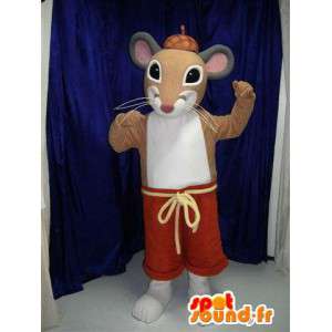 Mascot braune Ratte roten Shorts. Mäusekostüm - MASFR005693 - Maus-Maskottchen