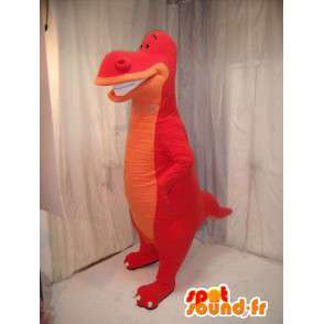 Maskot červená a oranžová dinosaurus. Dinosaur Costume - Maskoti dinosaurů - MASFR005694 - SpotSound.fr