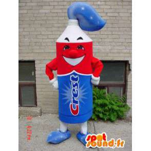 Rød og blå tandpasta tube maskot - Spotsound maskot