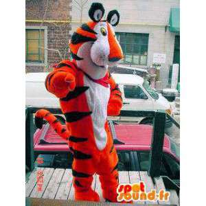 Orange tiger maskot, svart og hvitt Frosties frokostblanding - MASFR005712 - Tiger Maskoter