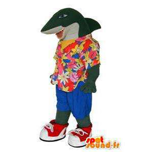 Mascotte de requin en chemise hawaïenne - MASFR005718 - Mascottes Requin