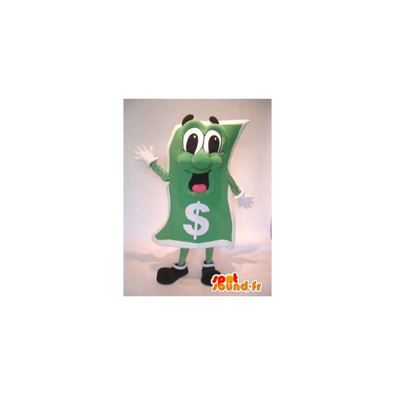 Groene dollar bill mascotte. Costume dollar - MASFR005722 - mascottes objecten