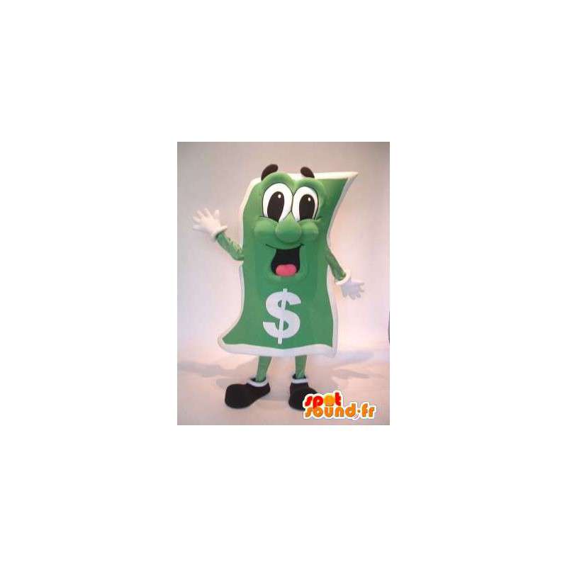 Groene dollar bill mascotte. Costume dollar - Object mascottes - MASFR005722 - SpotSound.fr