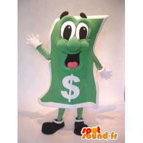 Groene dollar bill mascotte. Costume dollar - Object mascottes - MASFR005722 - SpotSound.fr