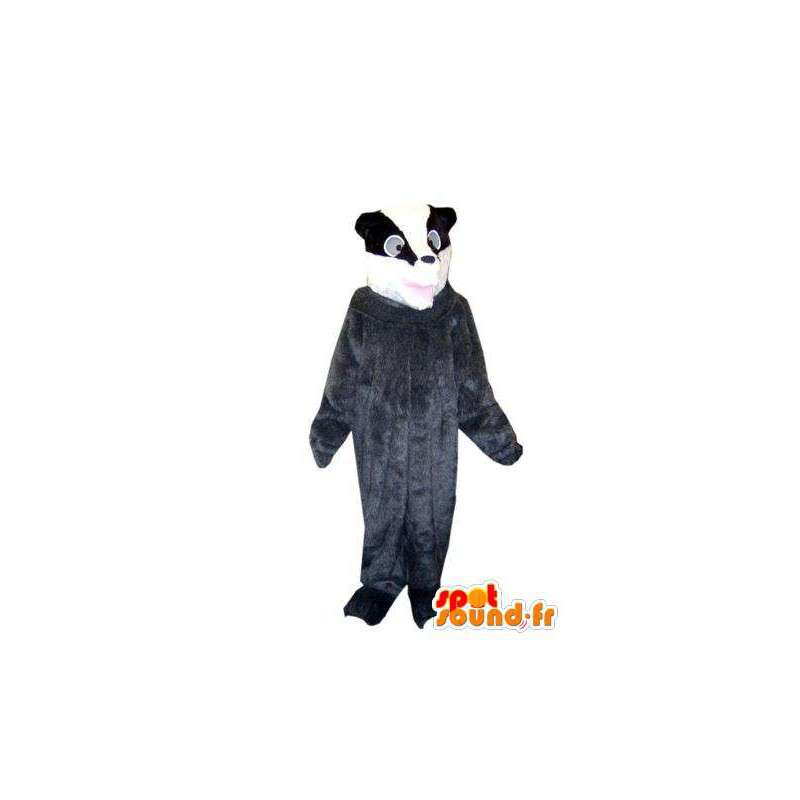 Grå tvättbjörnmaskot, svartvitt - Spotsound maskot