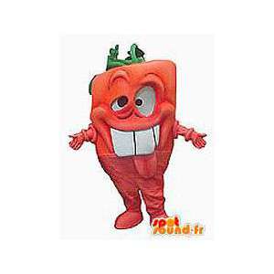Oranje wortel mascotte grappig. wortel Costume - Plantaardige mascotte - MASFR005725 - SpotSound.fr