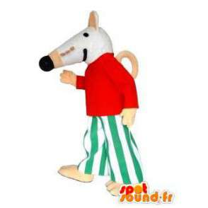 Mascotte del mouse bianco vestita. Mouse costume - MASFR005726 - Mascotte del mouse