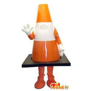 Kæmpe orange og hvid stangmaskot - Spotsound maskot