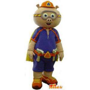 Trabalhador mascote porco vestido - MASFR005733 - mascotes porco