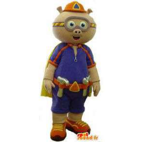 Trabalhador mascote porco vestido - MASFR005733 - mascotes porco