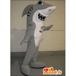 Mascot grijze en witte haai. Shark Suit - MASFR005748 - mascottes Shark