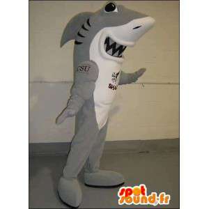 Mascot tiburón gris y blanco. Traje de Tiburón - MASFR005748 - Tiburón de mascotas