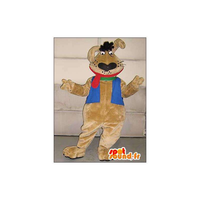 Brown rabbit mascot with a large red tongue - MASFR005757 - Rabbit mascot