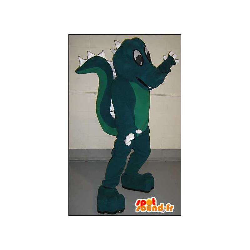 Tvåfärgad grön drakmaskot - Spotsound maskot
