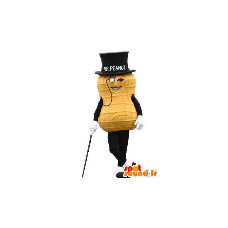 Mascot amendoim amarelo gigante com um chapéu alto - MASFR005780 - Rápido Mascotes Food