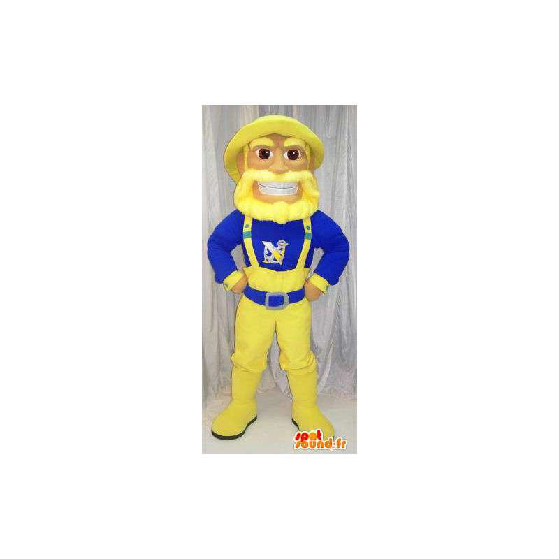 Mascot marinaio, pescatore blu e giallo. Vestito alla marinara - MASFR005783 - Umani mascotte