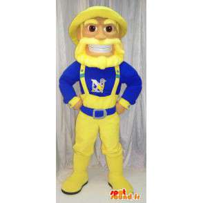 Mascot marinaio, pescatore blu e giallo. Vestito alla marinara - MASFR005783 - Umani mascotte