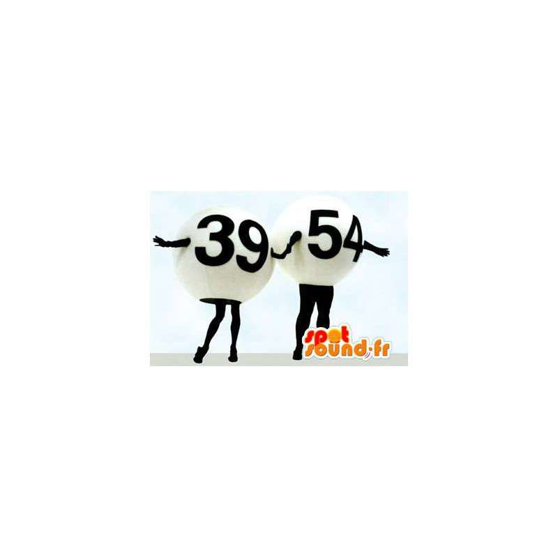 Mascot μπάλες λαχείο, 39 και 54, μαύρο και άσπρο - MASFR005790 - μασκότ αντικείμενα