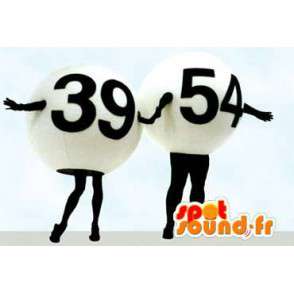 Lotterbollar maskot, 39 och 54, svartvitt - Spotsound maskot